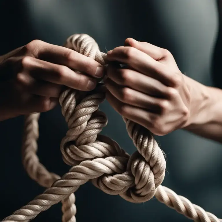 Visual representation of "unhitch" - to undo or loosen something, particularly a fastening or a connection
