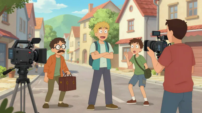 Visual representation of "mockumentary" - A mockumentary is a film or television program that uses a documentary style to present fictional events in a humorous way.