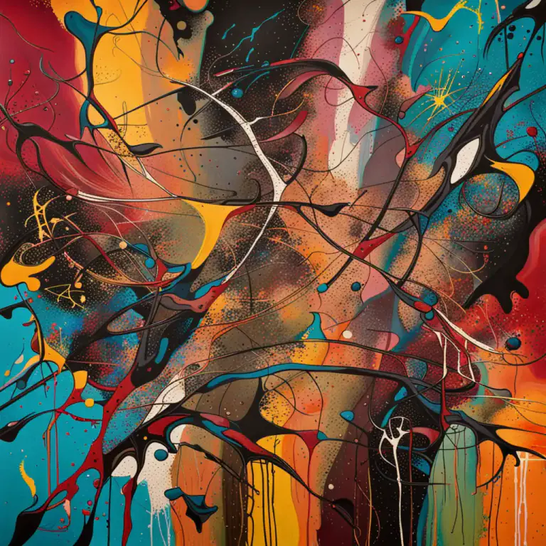 Visual representation of "abstract expressionist" - An artist who creates abstract art that express their emotions or ideas.