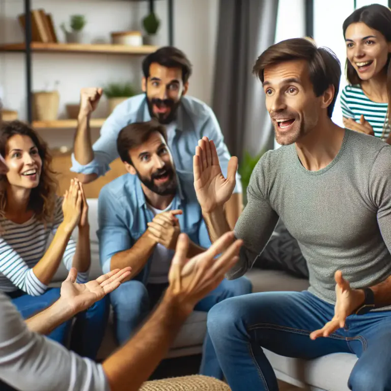 Visual representation of "charade" - A game in which players act out a word or phrase and others try to guess it