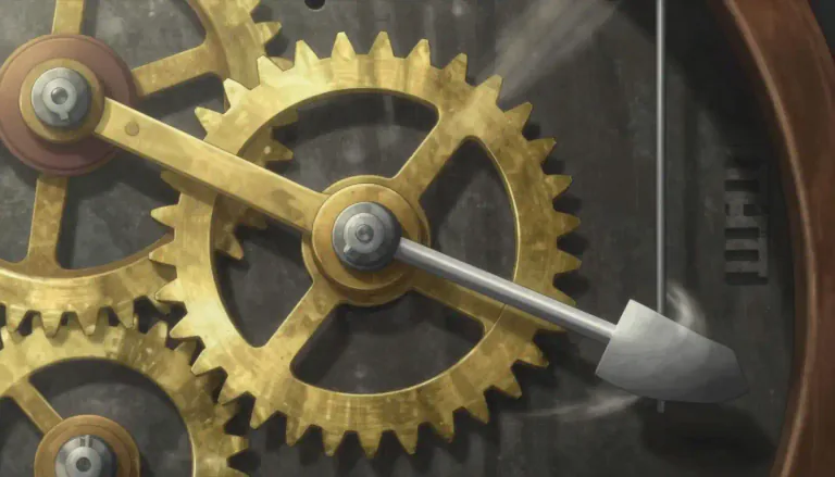 Visual representation of "escapement" - A mechanical device in clocks and watches that releases the gears to move forward a small amount with each swing of the balance wheel or pendulum