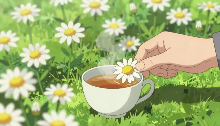 Visual representation of "camomile" - A plant with flowers that look like small daisies, often used in herbal medicine or to make tea