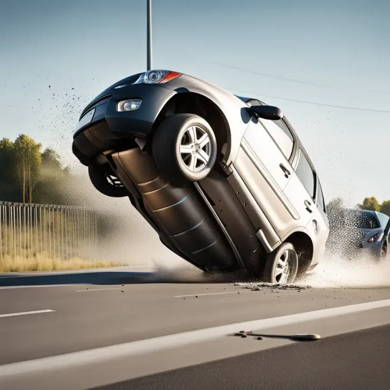 Visual representation of "turn over" - for a vehicle to overturn or flip upside down