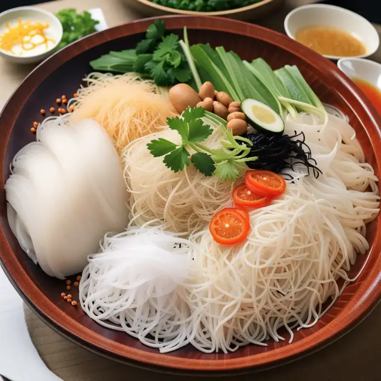 Visual representation of "vermicelli" - In general use, vermicelli can also refer to a type of rice noodles that are thin and long.