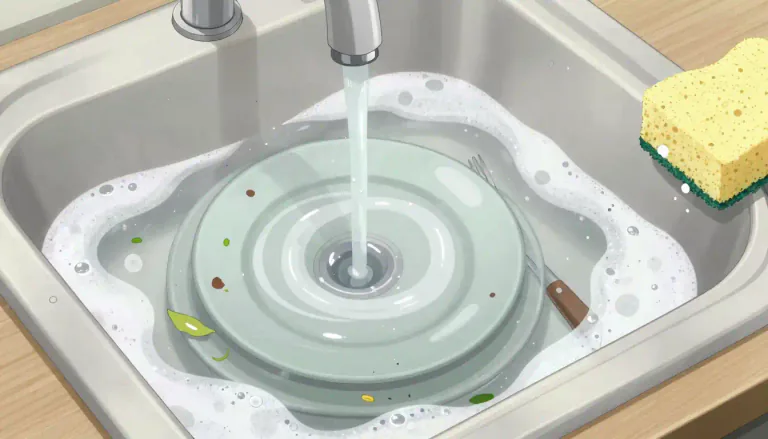 Visual representation of "dishwater" - The water used for washing dishes