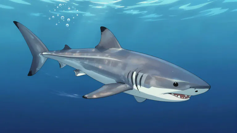 Visual representation of "mako" - A type of large shark known for its speed and agile swimming, common in deep, warm waters.