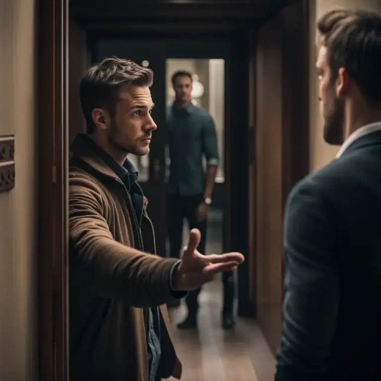 Visual representation of "show somebody the door" - To ask or force someone to leave