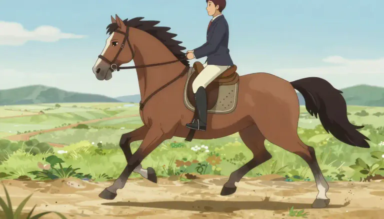 Visual representation of "canter" - The action of a horse moving at a pace faster than a trot but slower than a gallop.