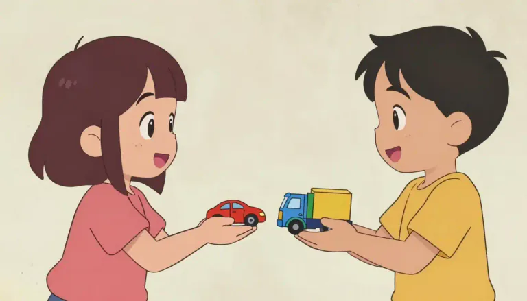 Visual representation of "swap" - To give one thing and receive something else in return, often of the same kind.
