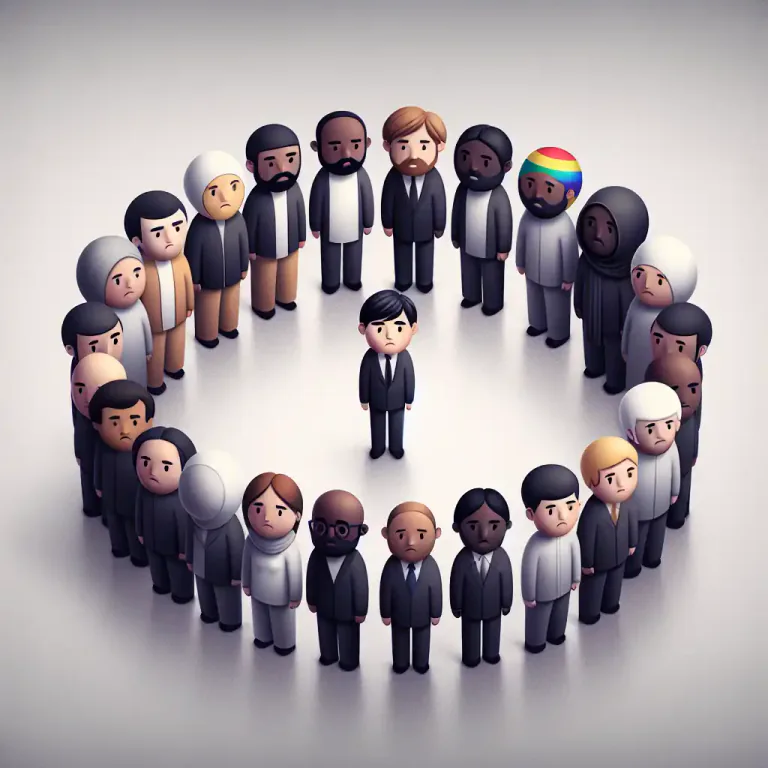 Visual representation of "marginalization" - In social science, it refers to the process through which certain individuals or groups are pushed to the edges of society, leading to lesser social standing or influence