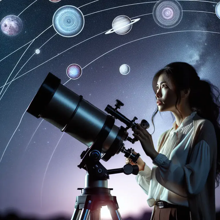 Visual representation of "telescopic" - relating to or using a telescope