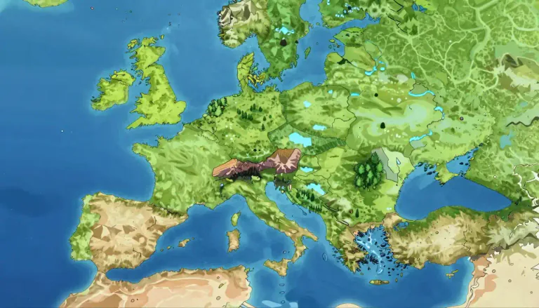 Visual representation of "landlocked" - A place that is landlocked has no sea around it