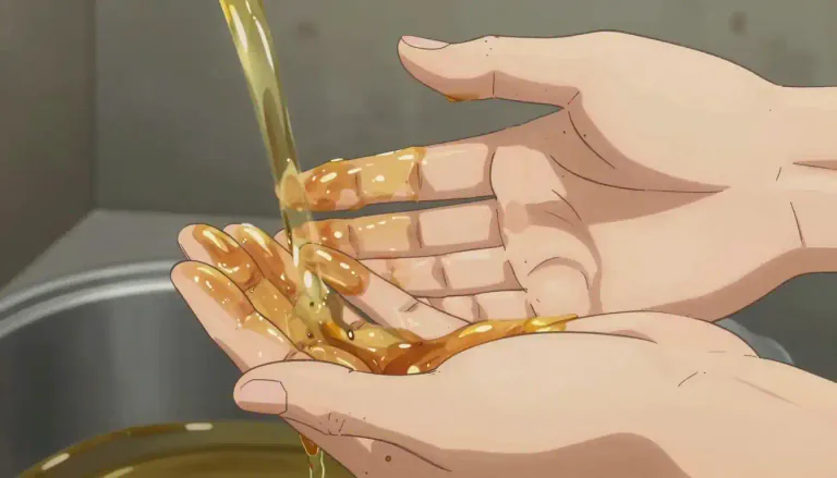 Visual representation of "greasy" - Covered with or full of grease or oil.