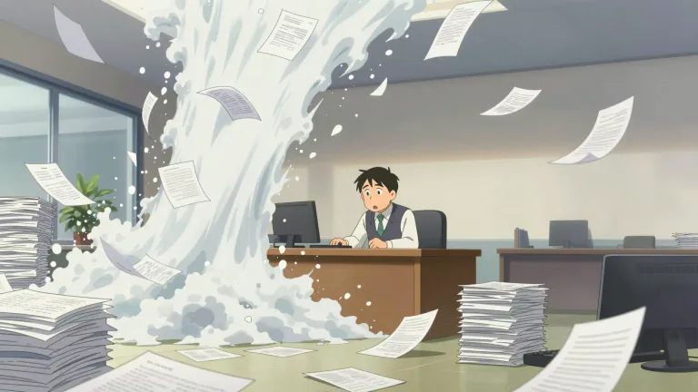 Visual representation of "deluge" - A large amount of something that comes suddenly