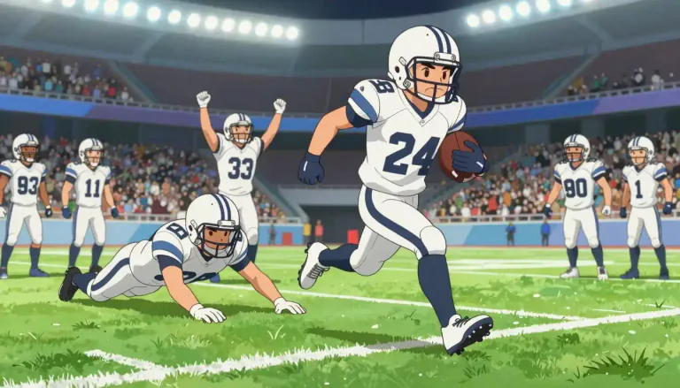 Visual representation of "touchdown" - In American or Canadian football, a touchdown happens when a player brings the ball into the opposing team's end zone.