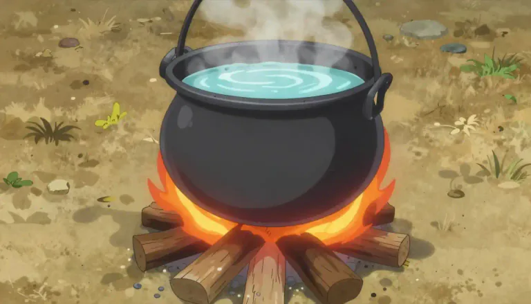 Visual representation of "cauldron" - A large pot or kettle, especially one used for boiling over an open fire.
