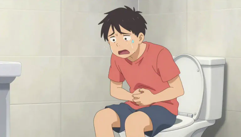 Visual representation of "diarrhoea" - A condition in which faeces are discharged from the bowels frequently and in a liquid form.