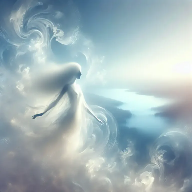 Visual representation of "sylph" - A spirit from stories and poems, imagined as a light, thin, and air-like female being