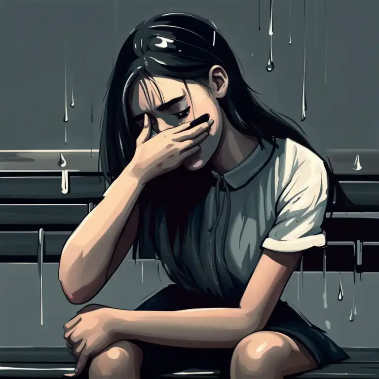 Visual representation of "sob your heart out" - To cry a lot and very hard