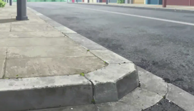 Visual representation of "curbstone" - A stone that forms the edge of a sidewalk or street