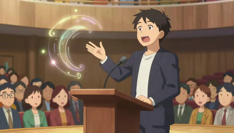 Visual representation of "oratorical" - Related to the art or skill of public speaking
