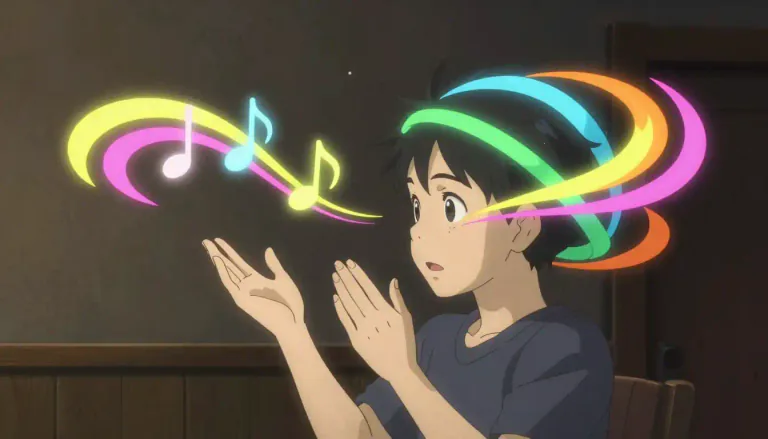 Visual representation of "synesthesia" - A condition in which the stimulation of one sense leads to involuntary experiences in another sense, such as seeing colors associated with specific sounds.