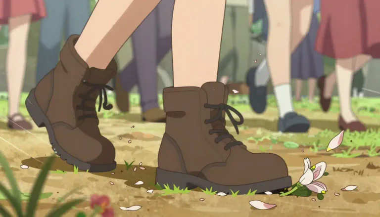 Visual representation of "trample" - To step heavily or roughly on something or someone, causing damage or harm.
