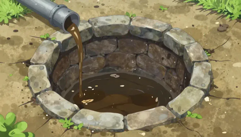 Visual representation of "cesspit" - A place for the storage of waste or sewage.