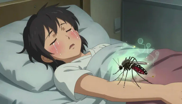 Visual representation of "malaria" - A disease caused by a type of parasite. It is spread by the bite of infected mosquitoes. The symptoms include high fever, shaking chills, and sweats.