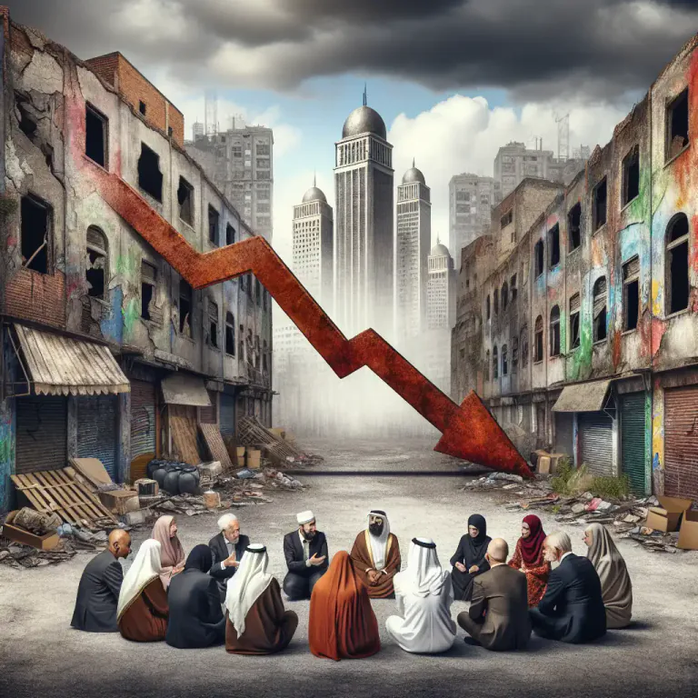 Visual representation of "declension" - The process of declining or becoming worse or weaker.