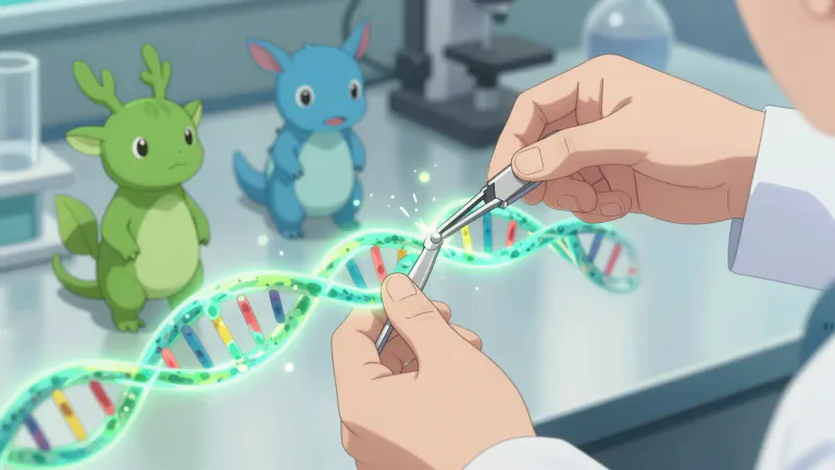 Visual representation of "recombinant" - describing an organism or DNA that has been formed by combining genetic materials from different sources.