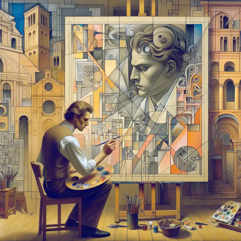 Visual representation of "futurist" - An artist or writer associated with the futurism artistic and social movement in early 20th-century Italy.
