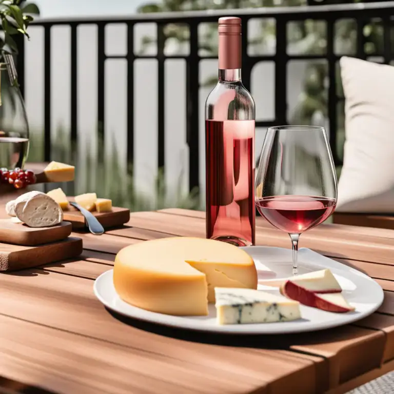 Visual representation of "rose" - A wine that is not as dark as red wine but not as light as white wine, made from red grapes.