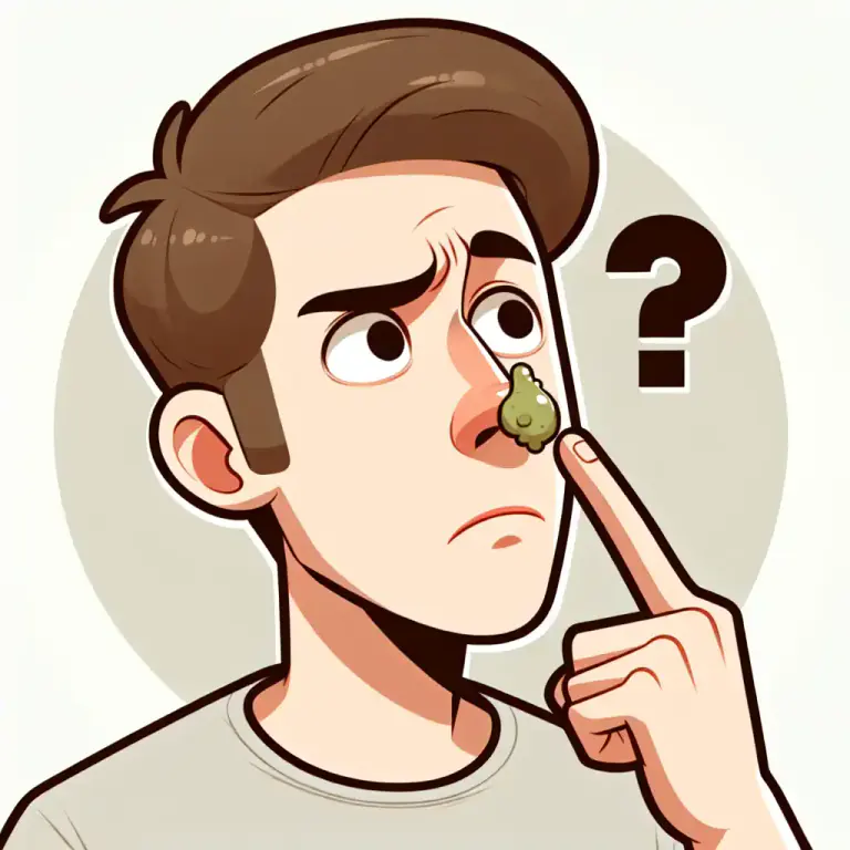 Visual representation of "bogey" - British slang for dried mucus in the nose.