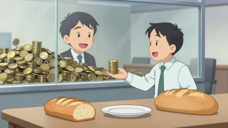 Visual representation of "half a loaf is better than no bread" - It's better to accept less than what you want than to have nothing at all.