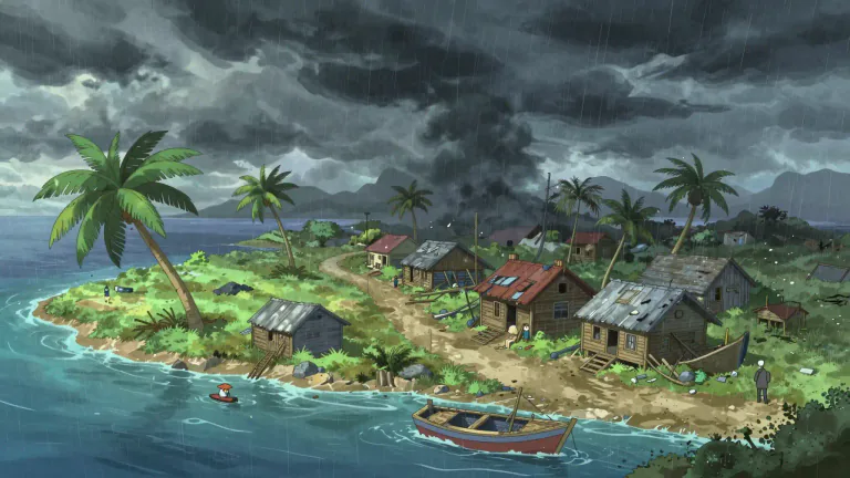 Visual representation of "calamity" - a very serious event causing damage and suffering