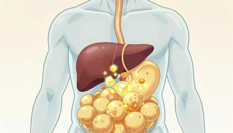 Visual representation of "lipogenesis" - The process in which the body converts carbohydrates into fats for energy storage.