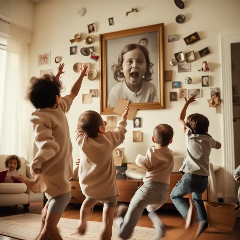 Visual representation of "play up" - To misbehave or act in a disruptive manner.