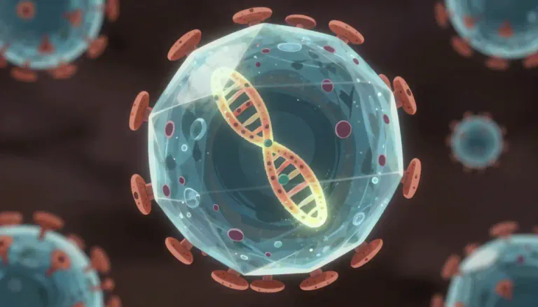 Visual representation of "capsid" - A capsid is the protein shell that surrounds the genetic material of a virus.