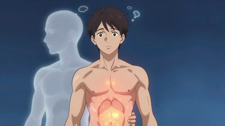 Visual representation of "somatic" - Relating to the body, especially as distinct from the mind.