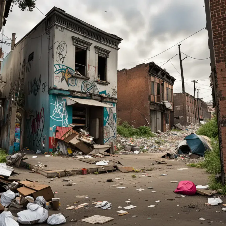 Visual representation of "shabbiness" - The state of being poor or lacking wealth.