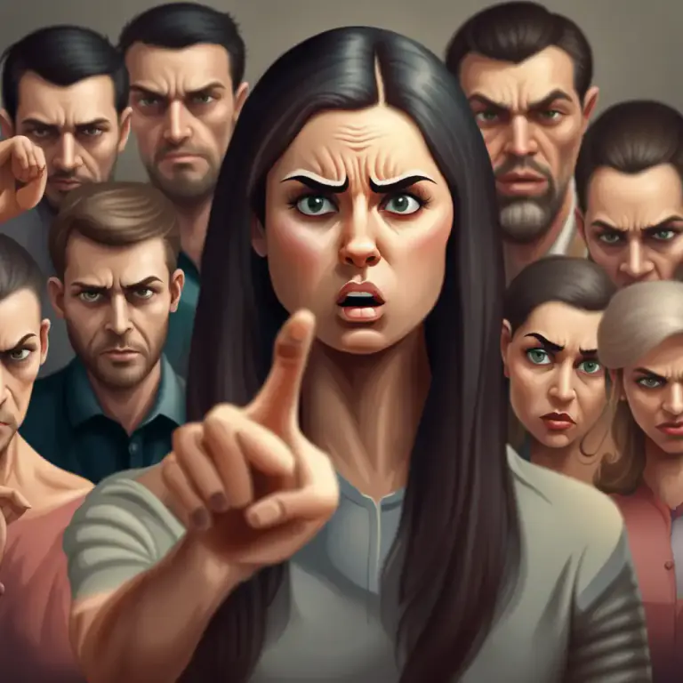 Visual representation of "speak/think ill of somebody" - To criticize someone unfairly