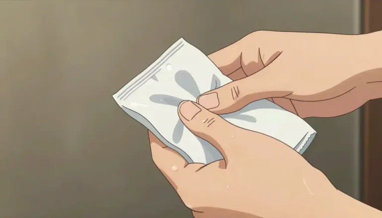 Visual representation of "towelette" - A small, pre-moistened cloth used for cleaning or personal hygiene.