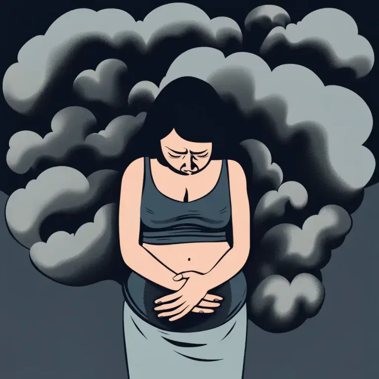 Visual representation of "the pit of your/the stomach" - The lower part of your abdomen. It is often used to describe a feeling of fear or anxiety.