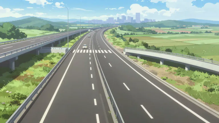 Visual representation of "thruway" - A type of highway that is designed for high-speed travel and has limited access points.
