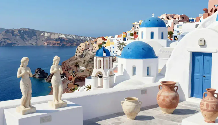 Visual representation of "cycladic" - Relating to the group of islands in the Aegean Sea known as the Cyclades or to the ancient culture and art associated with these islands.