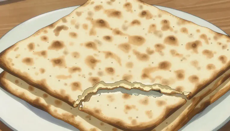 Visual representation of "matzah" - A type of flat, unleavened bread made from flour and water, traditionally used in Jewish religious ceremonies, especially during Passover.