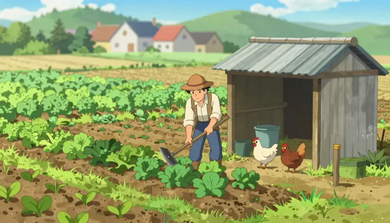 Visual representation of "smallholder" - A person who owns or rents a small piece of land for growing crops or raising animals, usually doing most of the work themselves