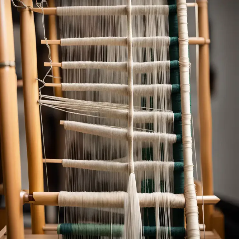 Visual representation of "woof" - In weaving, the threads going from side to side on a loom