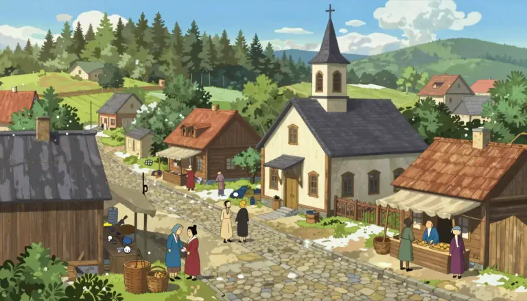 Visual representation of "shtetl" - A shtetl is a small Jewish town or village in Eastern Europe, especially before World War II.